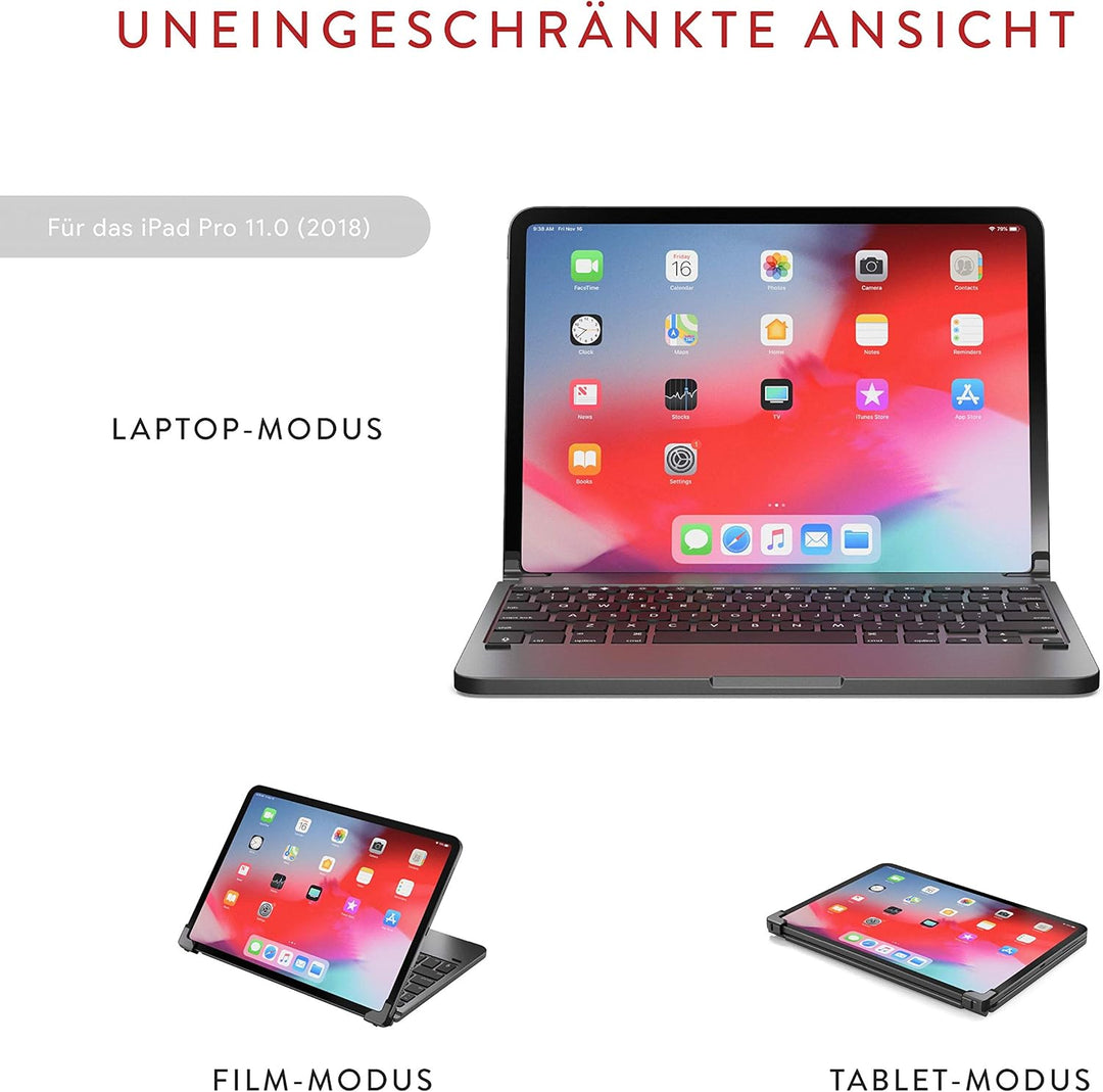 Brydge Pro 11.0 Wireless German QWERTZ Keyboard Compatible with iPad Pro 11-inch 1st Gen (2018) Blue