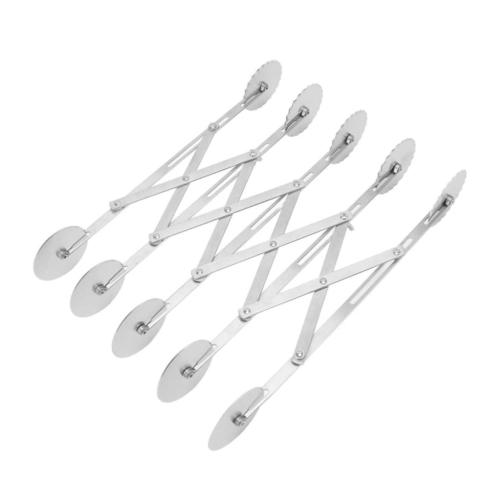 5-Rad-Gebäckschneider, Edelstahl, Einziehbar, Teigschneider, Erweiterbar, Pizzaschneider, Mehrrundes