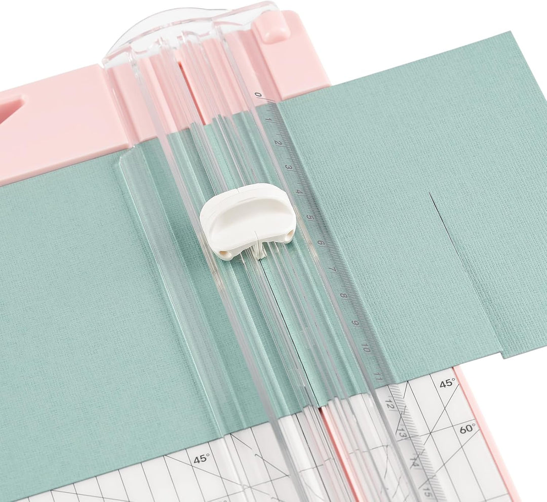 Vaessen Creative Papierschneider mit Falzbrett - Rosa - 15,2 x 30,5 cm - 2-in-1 Schneidemaschine für