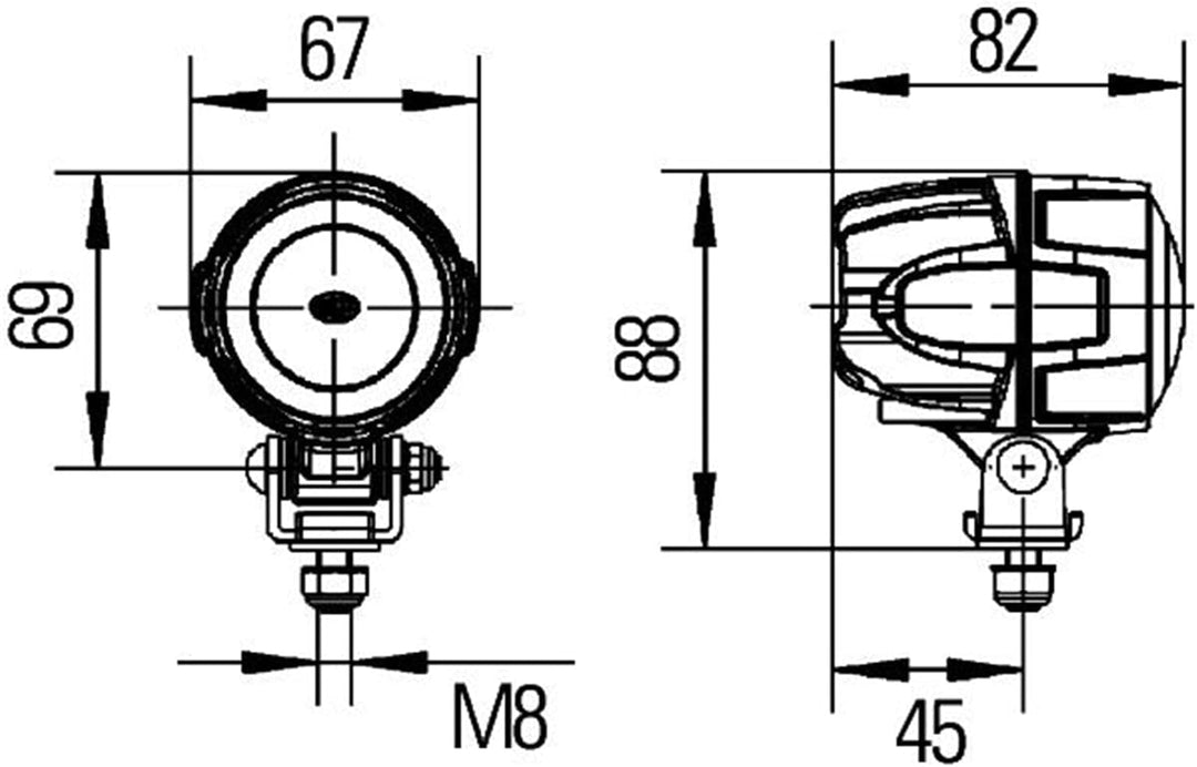HELLA - LED-Arbeitsscheinwerfer - Modul 50 - 24/12/36/48V - 800lm - geschraubt/Anbau - stehend - wei