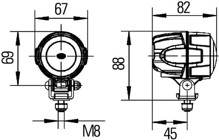 HELLA - LED-Arbeitsscheinwerfer - Modul 50 - 24/12/36/48V - 800lm - geschraubt/Anbau - stehend - wei