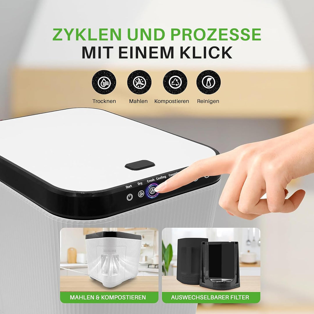 Nutrichef Elektrischer Komposter, 3L- Biomülleimer Küche, Komposteimer- Für Organisches Material & L