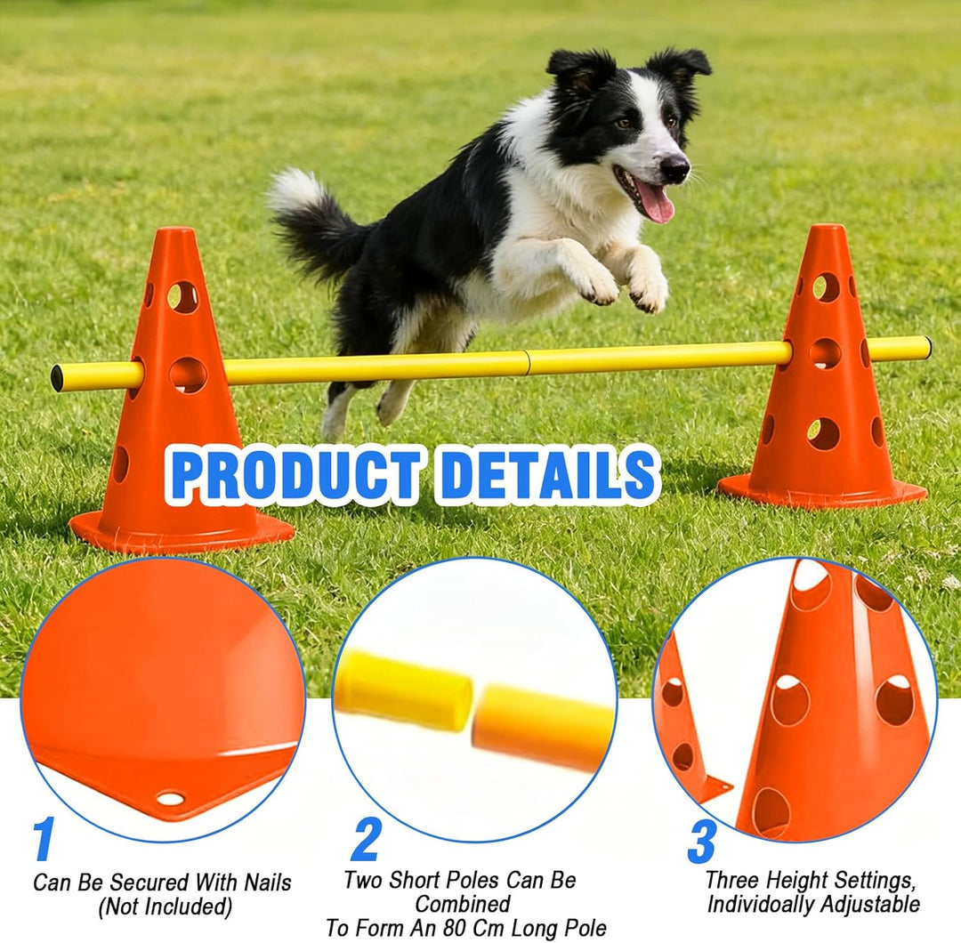 MeYuxg Agility Set Hunde – Cavaletti Steckhürdenset für kleine Hunde & Kinder, verstellbare Training