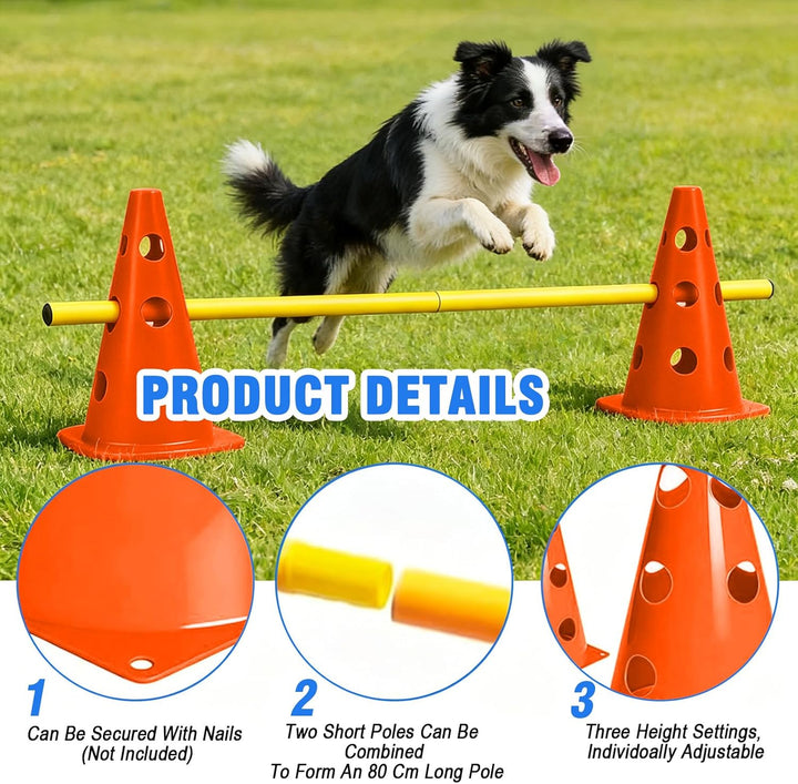 MeYuxg Agility Set Hunde – Cavaletti Steckhürdenset für kleine Hunde & Kinder, verstellbare Training