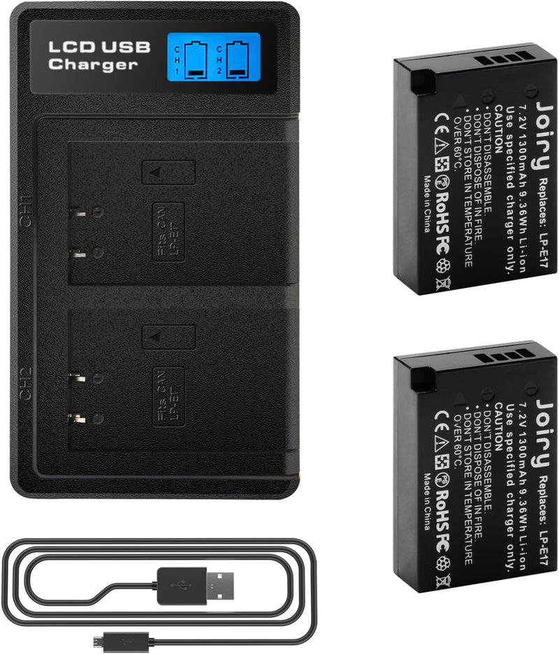 2 X LP-E17 Ersetzt Akku und LCD Dual Ladegerät Kompatibel mit Canon EOS 77D, EOS 750D, EOS 760D, EOS