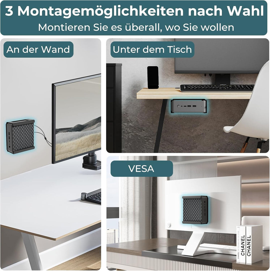 Halterung für Beelink Mini PC Halterung VESA/Wand/Unter Schreibtisch Halterung für SER5/SER5 Pro/SER
