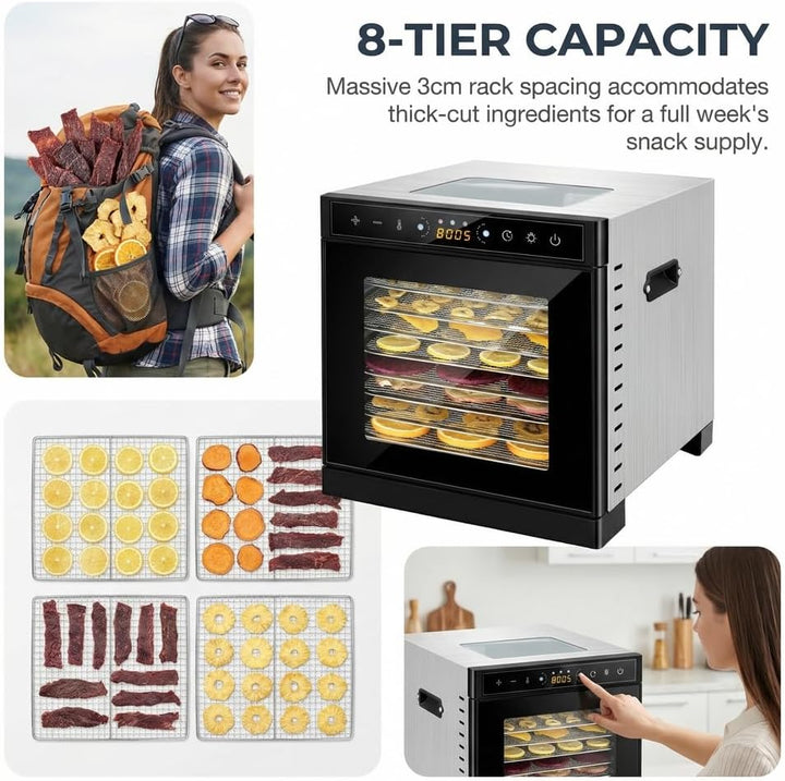 400w Dörrgerät 6 Edelstahl-Einschübe 3.62ft² Dörrfläche digitaler Timer Temperaturregelung 86℉-194℉