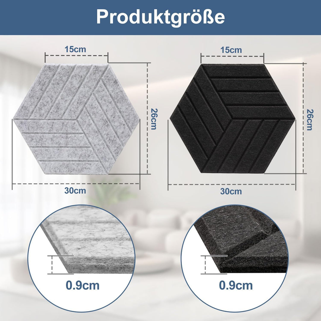 Fiqops 18er Hexagon Akustikpaneele Selbstklebend Akustikplatten Schwarz Hohe Dichte Schallabsorber P