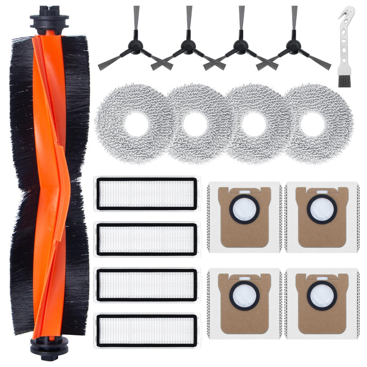 Zubehörset für Xiaomi X20 Max/X20 Pro Roboterstaubsauger, 1 Rollenbürste, 4 Hepa Filters, 4 Wischtüc
