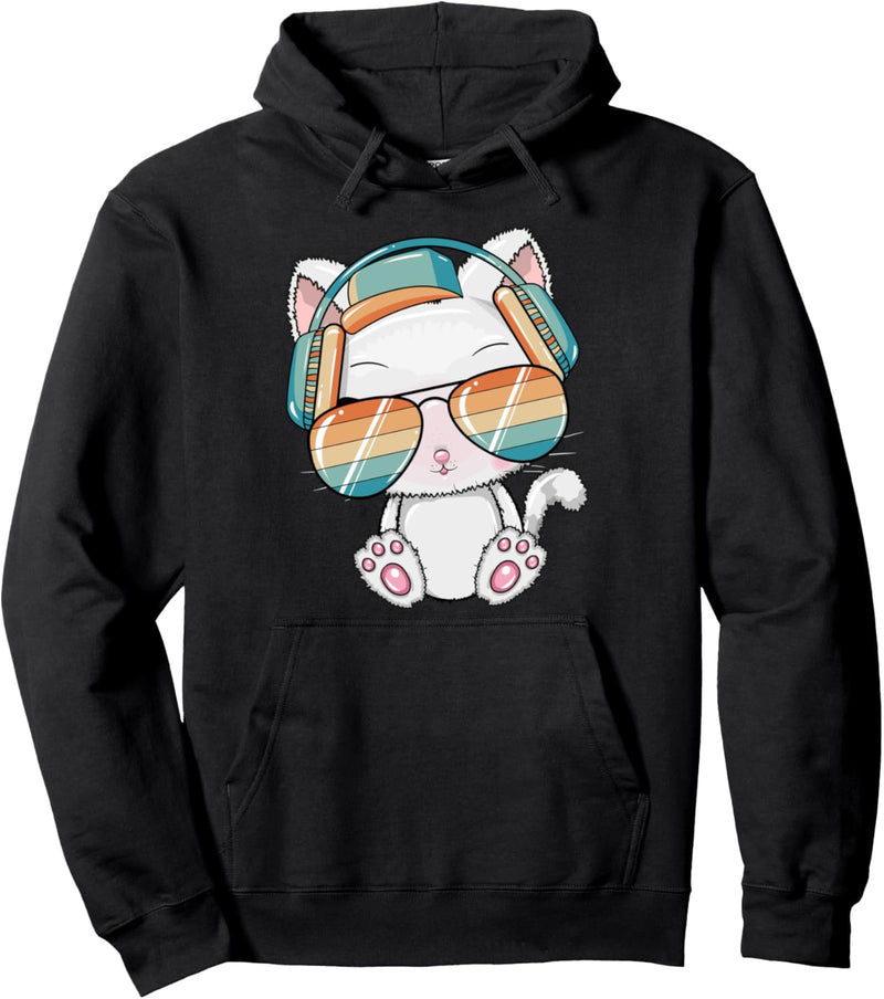 Lustige Hip-Hop-Musik DJ Katze Kitty Mit Kopfhörer-Pet Pullover Hoodie