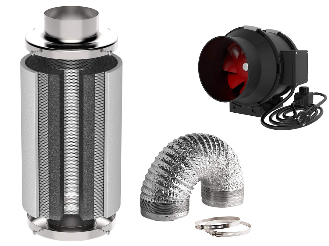Abluft Set mit regelbaren Lüfter und Aktivkohlefilter 200 x 500 mm Grow Klima (1150m³/h), 1150m³/h