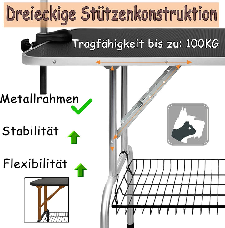 NAIZY Trimmtisch für Hunde Katzen Tierpflegetisch Höhenverstellbar Hundepflegetisch mit Unterkorb &