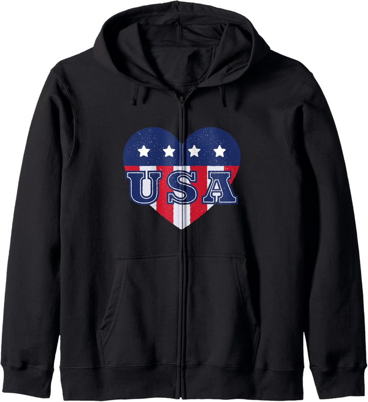 Herz mit Elementen der amerikanischen USA Flagge Kapuzenjacke