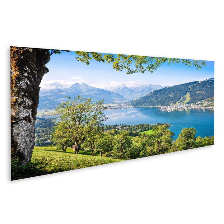 Bild Bilder auf Leinwand Schöne Landschaft mit Alpen und Bergsee in Zell am See, Österreich Wandbild