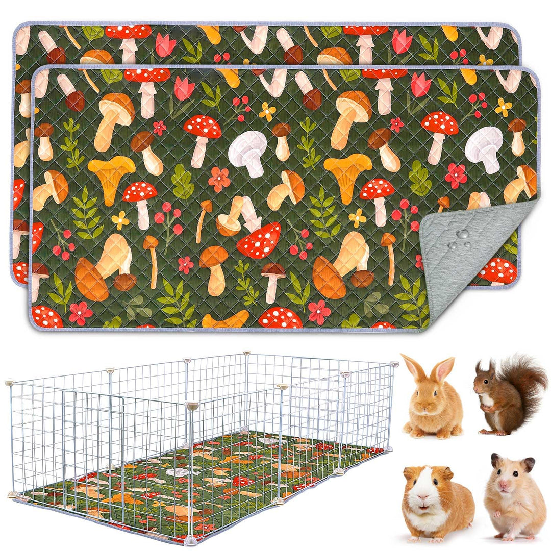 2 Pack Wiederverwendbare Unterlage für Meerschweinchen,Waschbar,Kleintier Matten für Kaninchen,Hamst