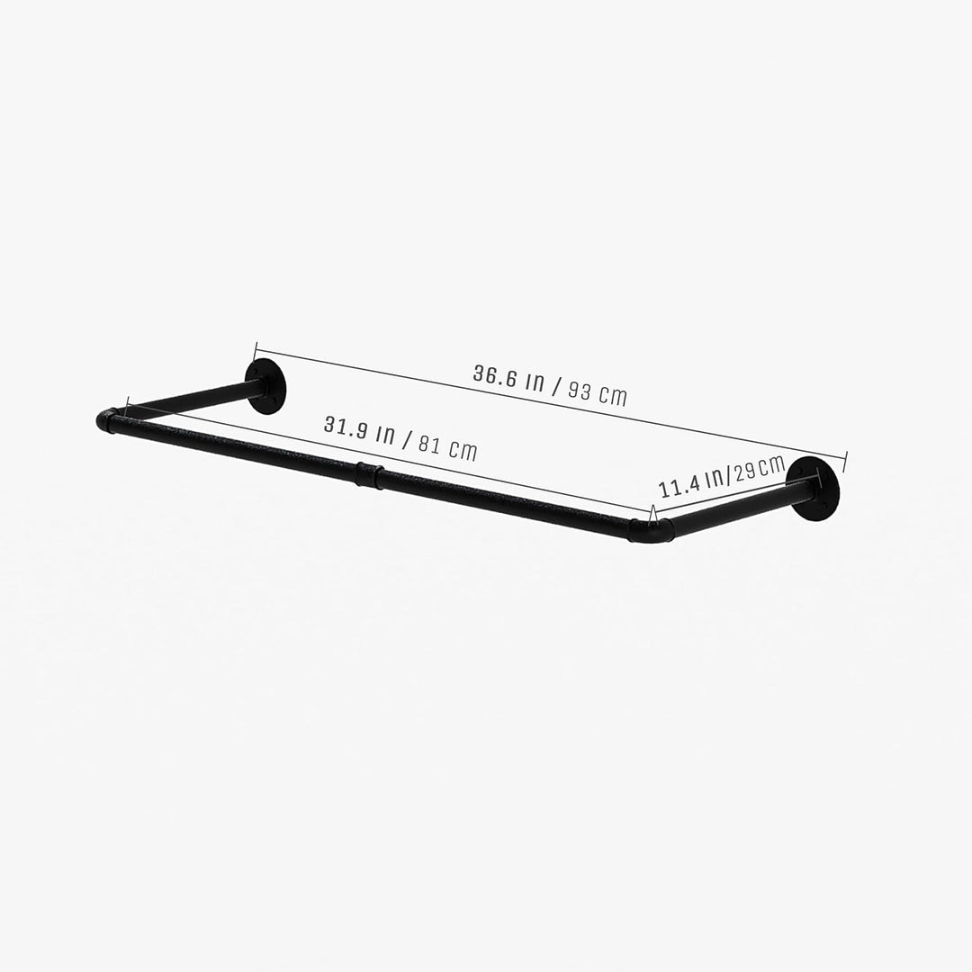 pamo Kleiderstange Wandmontage 81 cm Schwarz – Industrial Garderobenstange Wand &amp; Deckenmontage aus