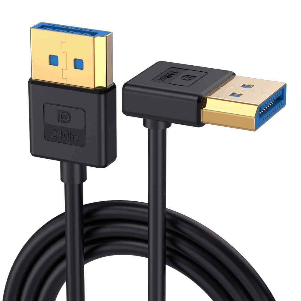 CY Cable Ultrafein nach oben abgewinkeltes DisplayPort 1.4 DP-zu-DP-Kabel 8K 60 Hz Kabel Ultra-HD UH
