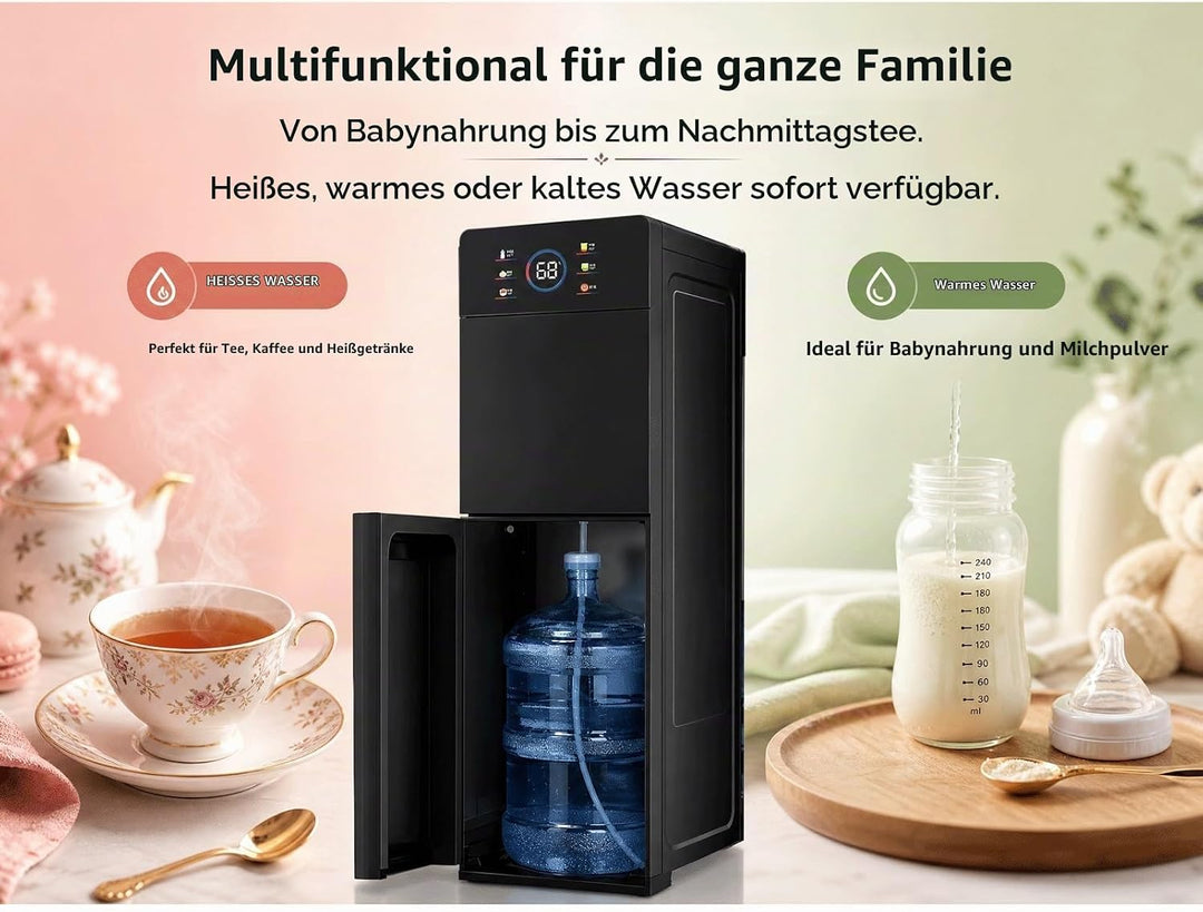 Bodenstehender Wasserspender Mit Befüllung Von Unten,Heiss-/Kaltwasserkühler,5-stufige Leiser Stand-