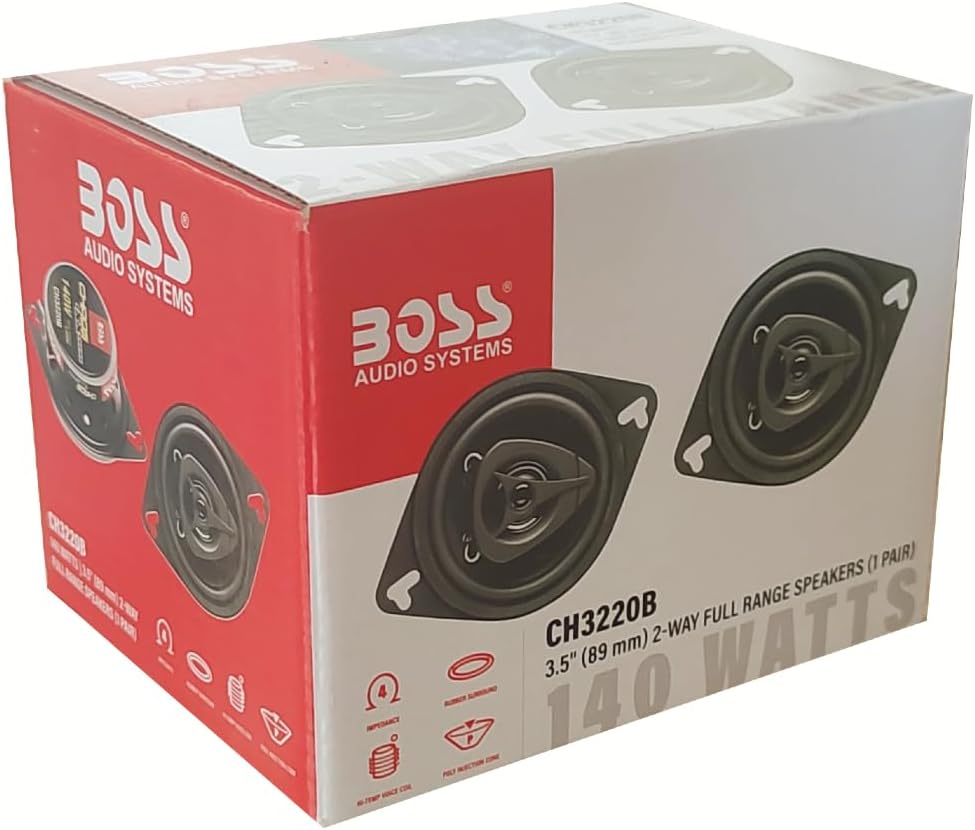 KIT Set FÜR BOSS Audio Systems CH3220B 2 Schwarze 2-Wege-Koaxiallautsprecher 8,9 cm 89 mm 3,5" Durch