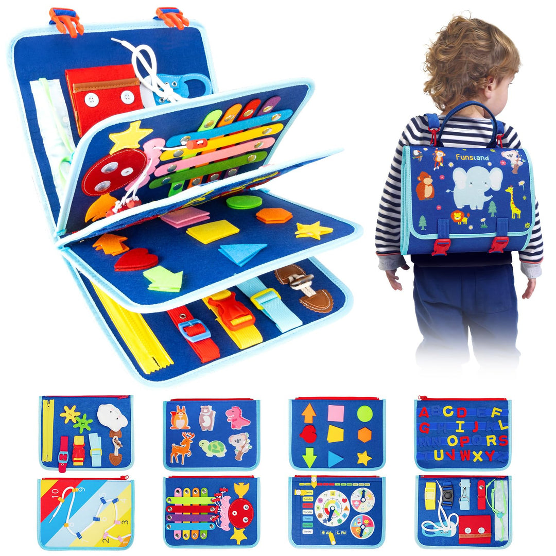 Funsland Busy Board Montessori Spielzeug - Kleinkind Activity Board Auto Flugzeug Reisespielzeug, Ba