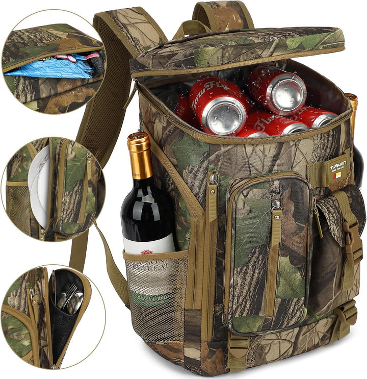 TUGUAN Kühlrucksack 30L Gross Kühltasche Picknickrucksack Isolierte Thermo Rucksack für Camping, Wan