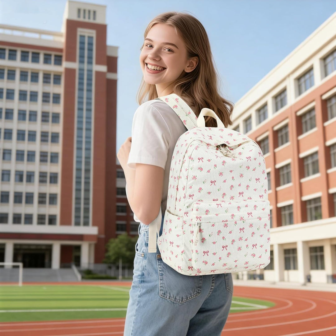 LEDAOU Rucksack für Teenager Mädchen Schulrucksack grosse Büchertaschen Grundschule High School Cord