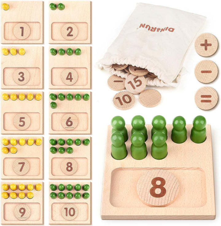 DINORUN Montessori Spielzeug ab 3 4 5 6 Jahre Holzspielzeug Motorikspielzeug Mathe Spielzeug Zahlen