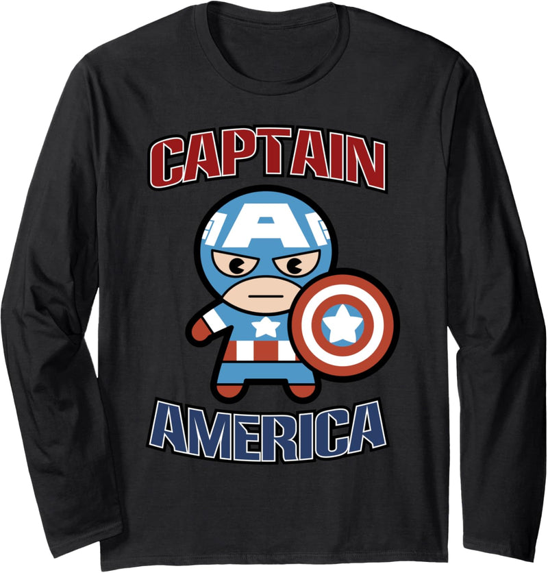 Marvel Captain America Cute Kawaii Hero Pose Langarmshirt