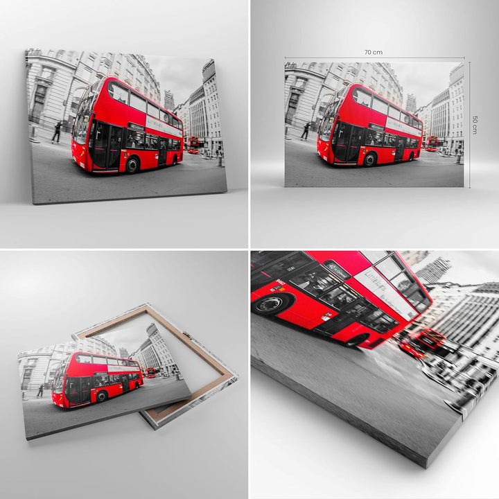 Bilder auf Leinwand Bus London Reise Tourismus Leinwandbild 70x50cm Wandbilder Dekoration Wohnzimmer