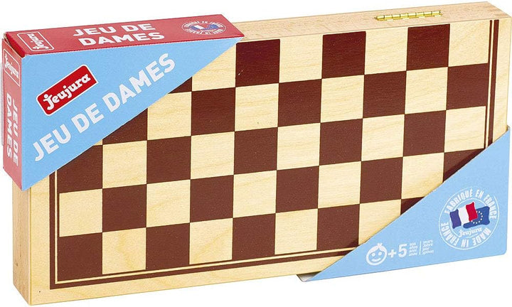 Jeujura J8131 Checkers Spiel in Holzbox, merhfarbig, Small