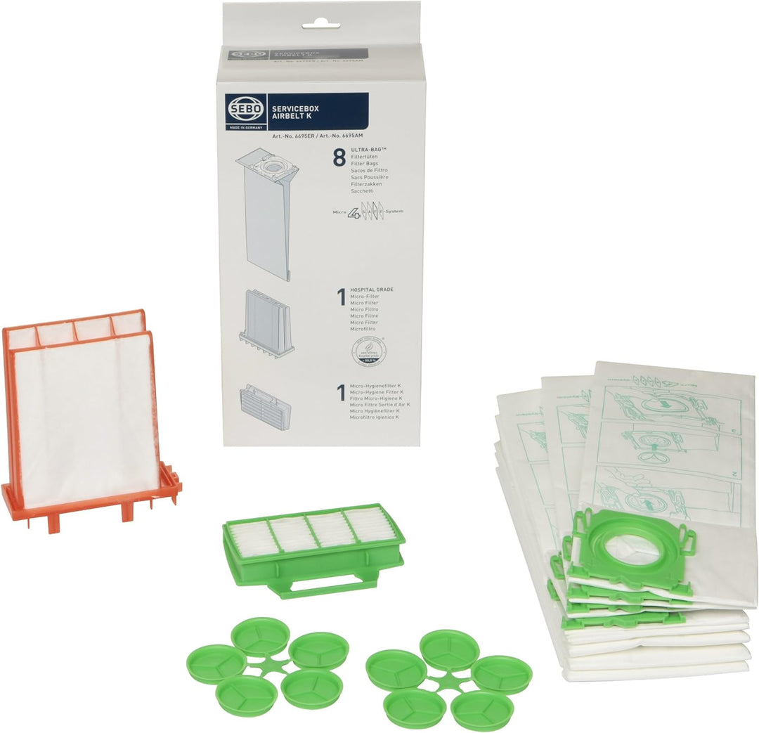 Sebo 6695ER Service-Box für airbelt K inkl. 8 Ultra-Bag Filtertüten 3-lagig, 1 Hospital-Grade-Filter