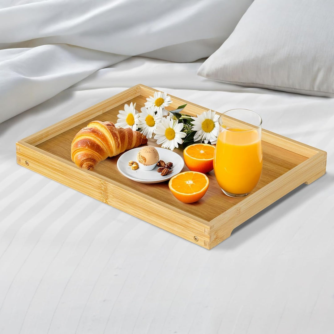 Betttablett mit klappbarem Bein, Bambus-Tablett zum Essen, Frühstücksbett-Tablett für Küche, Servier