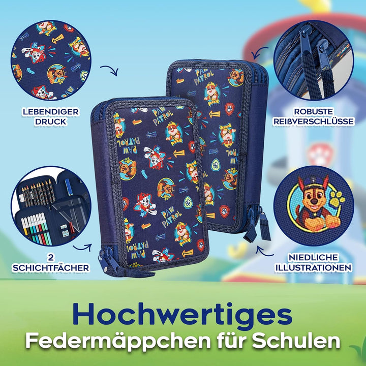 PAW PATROL Federmäppchen Gross Etui Stifte Jungen und Mädchen Stifte Kinder Gefüllt Federmappe Schul