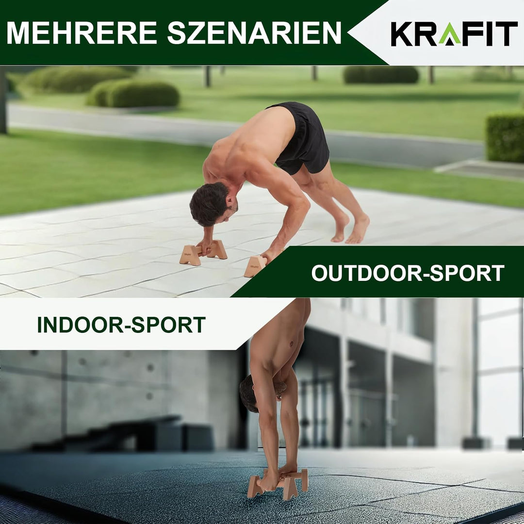 Liegestützgriffe – 2x rutschfeste & gelenkschonende Holz Push Up Bars - Calisthenics Equipment für H