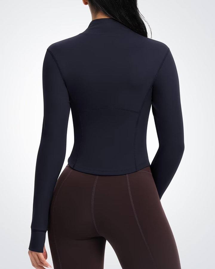 QUEENIEKE Damen Laufjacke Atmungsaktive und Leicht Sportjacke Langarm definieren Jacke mit Daumenloc