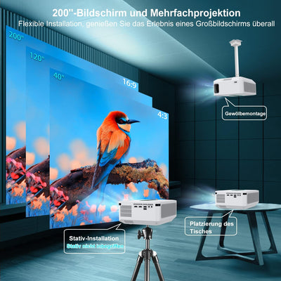 4K Support Beamer mit 5G WiFi und Bluetooth, XGODY X1 12000L Native 1080P HD Eingebaute Android OS P