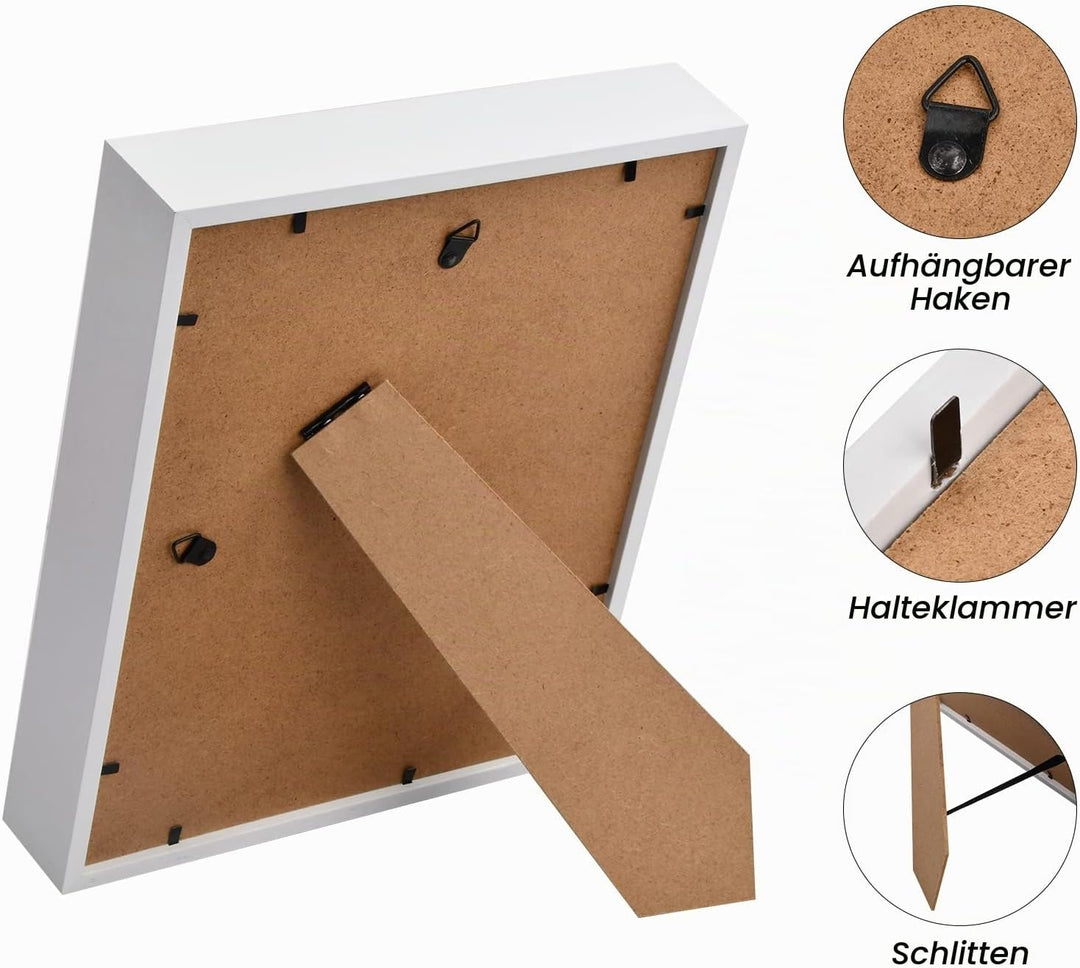3D Bilderrahmen zum Befüllen, 3D Tief Objektrahmen A4, Schattenbox Vitrine Rahmen mit Transparente A