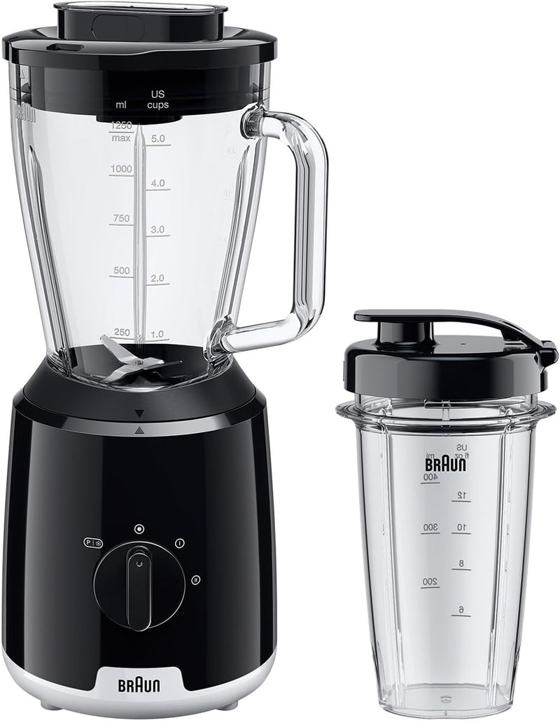 Braun Household PowerBlend 1 JB1051BK - Standmixer mit 1,5 l Glas-Mixaufsatz inkl. To-Go-Becher, Küc