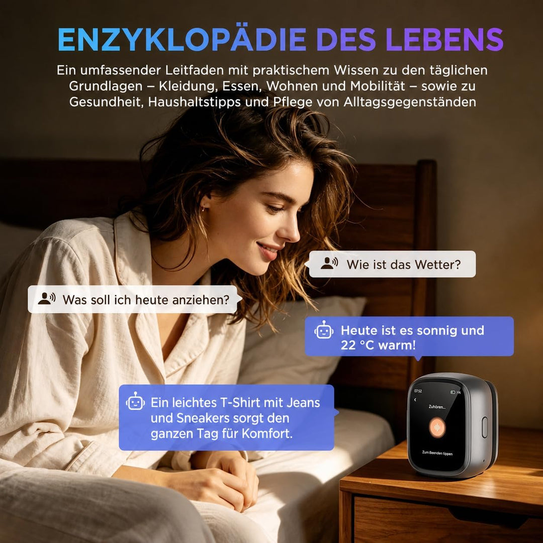 ZNP Z02 KI Sprachübersetzer &amp; Übersetzer Digital Badge, 102 Sprachen Echtzeit‑Übersetzungsgerät, Ein
