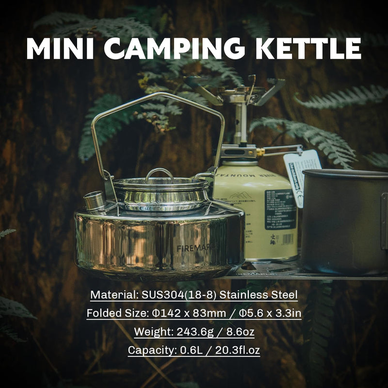 Fire-Maple Antarcti Tragbarer 0,6 Liter leichter Edelstahl-Camping-Wasserkocher, Langlebig und Tragb