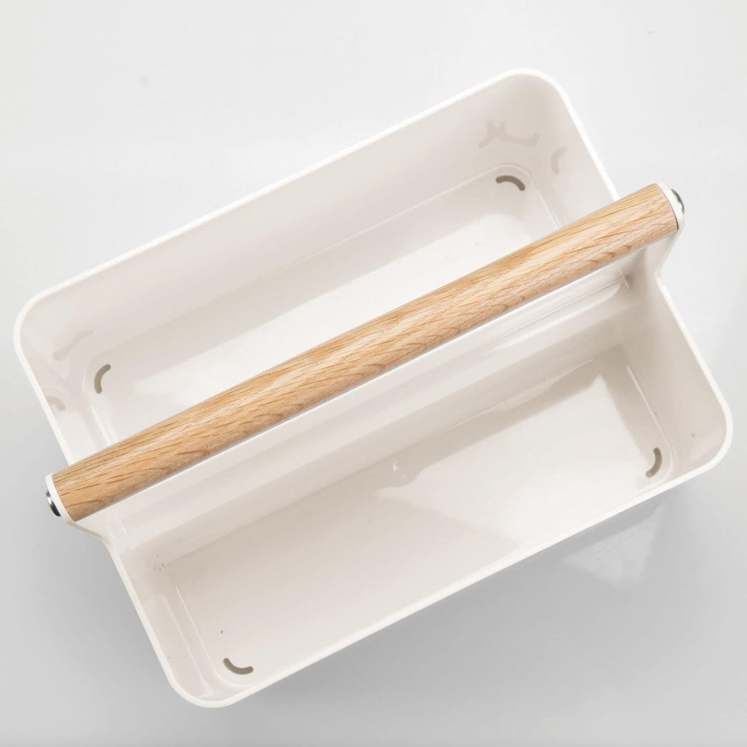 mDesign Kinderzimmer Organizer – BPA-freier Kunststoffbehälter mit Holzgriff für Flaschen, Windeln &