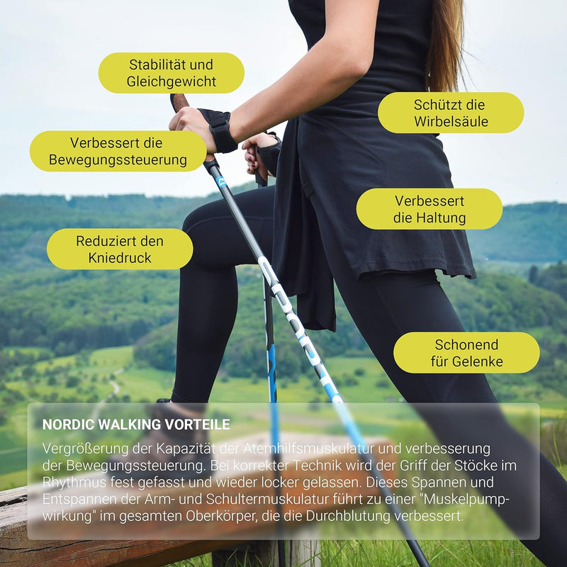 MSPORTS Nordic Walking Stöcke Premium - hochwertige Qualität - Superleicht - auswählbar mit Tragetas