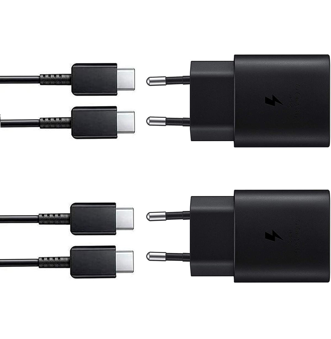2er-Pack 25W Ladegerät USB C, Schnellladegerät PD 3.0 Ladestecker mit Schnellladekabel 2.0m Netzteil