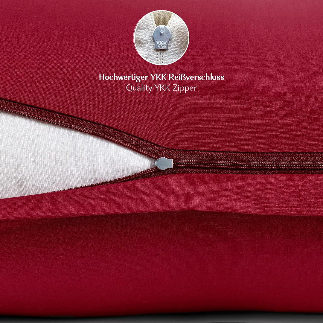 2er-Set Renforcé Kissenbezug 60 x 60 cm - 100% Baumwolle mit Reissverschluss, Superweicher Kopfkisse