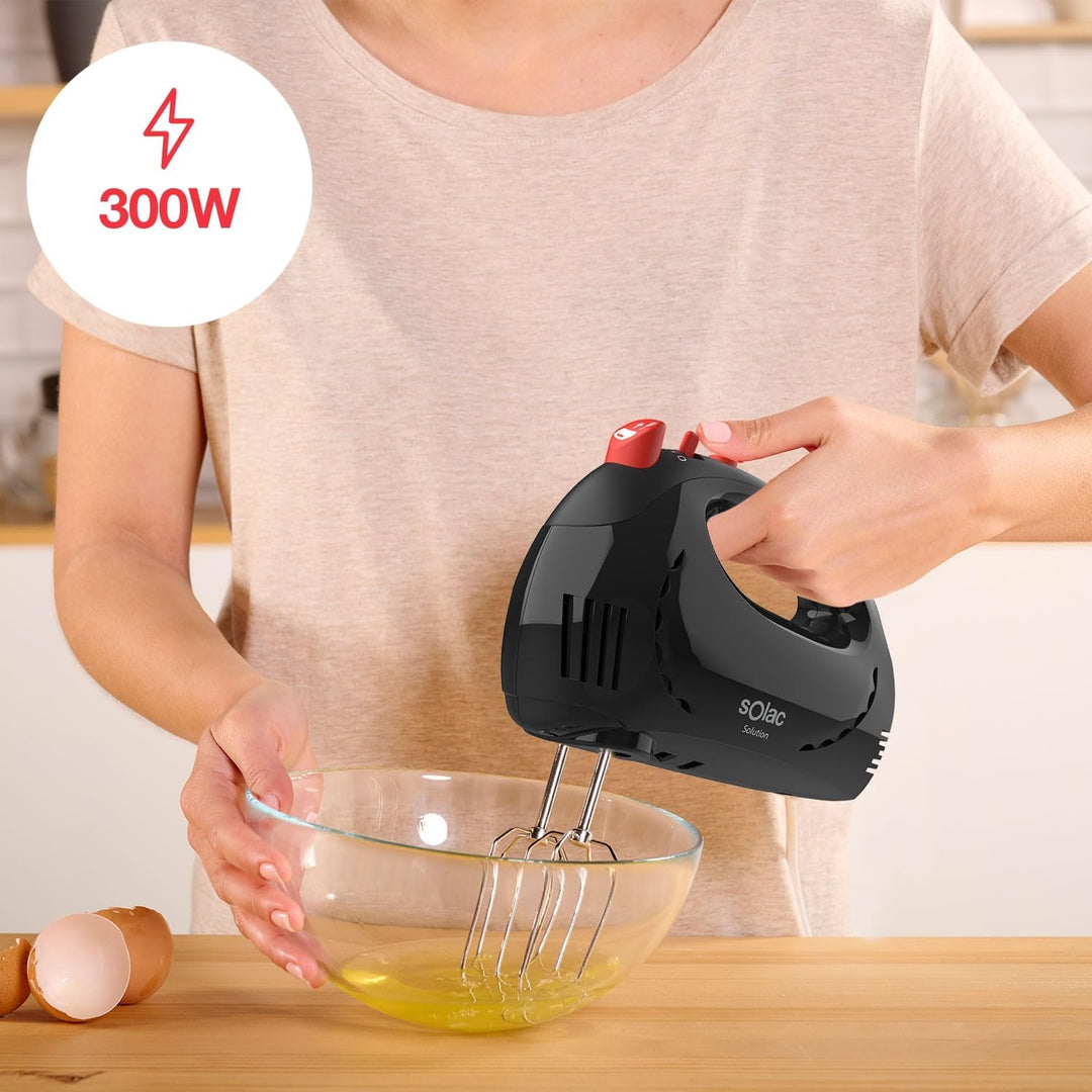 Solac Solution Stabmixer | BA5590 | 300W | 5 Geschwindigkeiten | Turbo-Funktion | 2 Rührbesen und 2