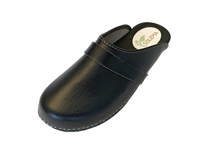 Solema Erik Lederschuhe Clog Pantolette Komfortschuhe Hausschuhe, Herren 43 EU Schwarz, 43 EU Schwar