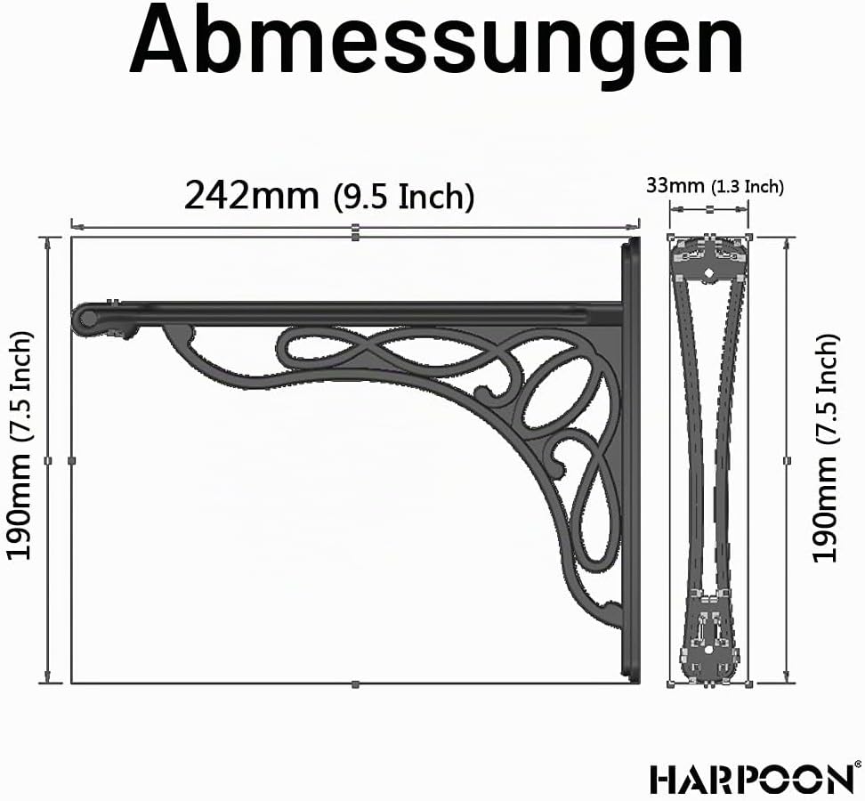 Regalhalterungen, Gusseisen, Metall, Corbels, Wand, 24,1 x 19,1 cm, 2 Stück Messing Antik-optik, Mes