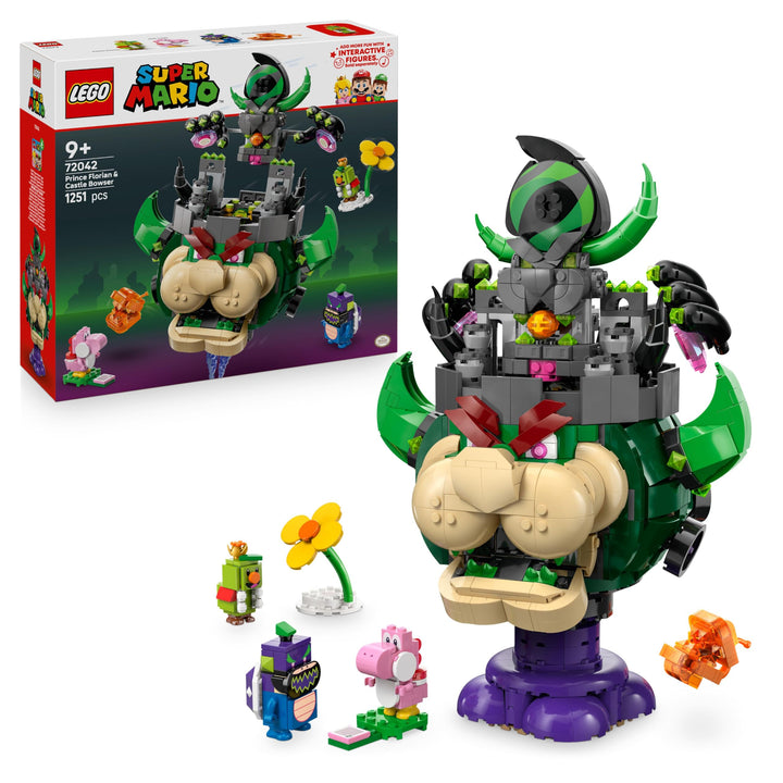 LEGO Super Mario Prinz Florian & Schloss Bowser - Interaktives Spielzeug mit 4 Figuren - Pinker Yosh