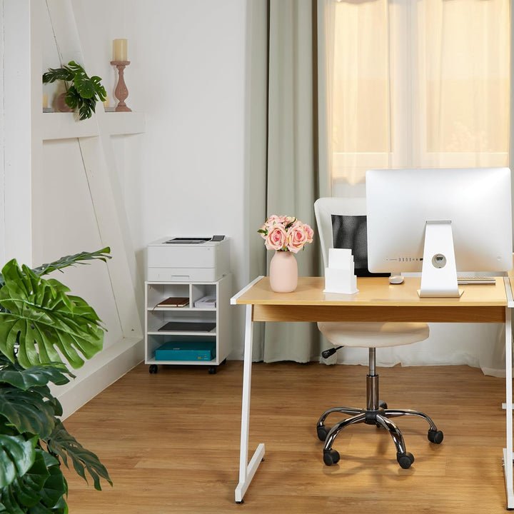 Relaxdays Rollcontainer mit 4 offenen Fächern, Büro Beistellcontainer, mit Rollen, Büroschrank, HxBx