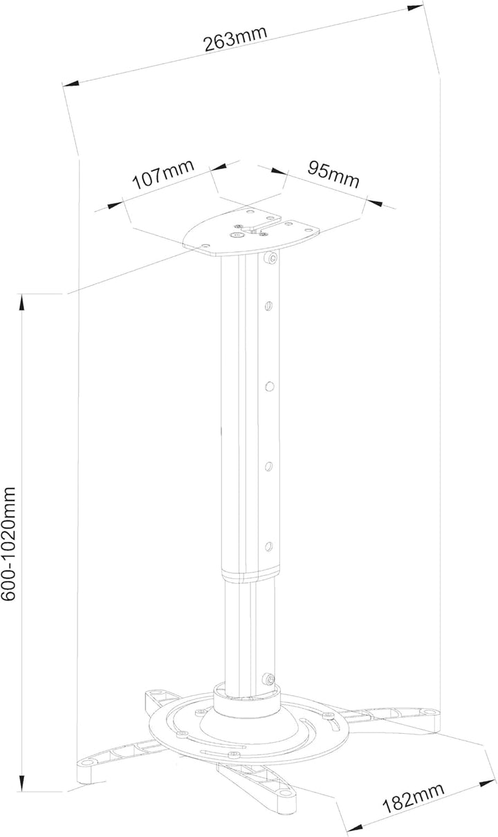 TECHly ICA-PM-102XL Beamer-Deckenhalterung Neigbar Boden-/Deckenabstand (max.): 1020mm Silber 60-102
